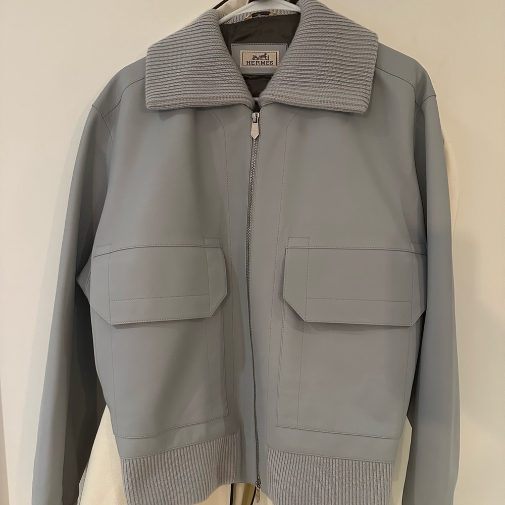 Hermes Glacier Bleu Bomber Jacket